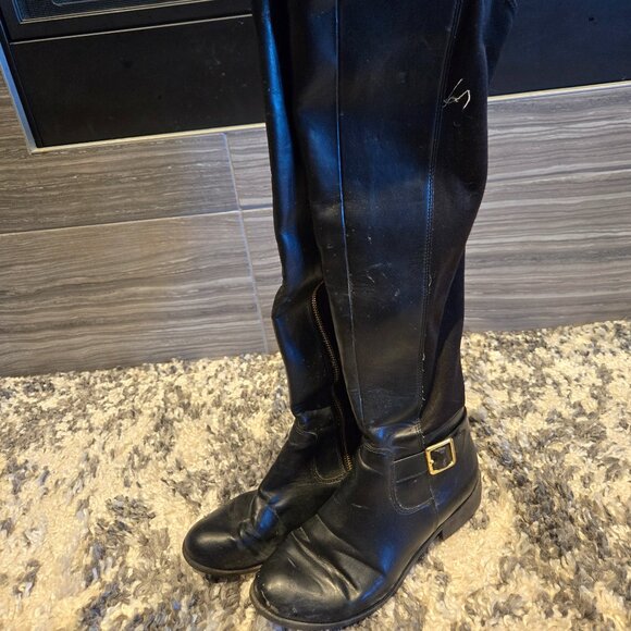 Christian Siriano OTK Boots Black Stretch Over The Knee Riding Size 7 EUC - Picture 1 of 4
